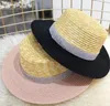 Summer Flat Top Chapeu Feminino Women Beach hat Shining Wide Brim Matches Color Ladies Straw Sun Hat 6pcs/lot