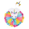 8 estilos unicorn t-shirt + vestidos + cabeza hoop 3 pieza traje unicornio niñas tutu vestido princesa vestido niños diseñador ropa niñas dhl jy190