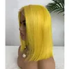 Brésilien Vierge Hair 13x4 Lace Lace Perruques avant Jaune Rose Blue Couleur 1216 pouces 100 Couleurs pures de cheveux humains Bob Wig3090342