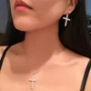 Classical Fashion Jewelry 925 Sterling Silver Full Round Cut White Topaz CZ Diamond Lucky Gemstones Cross Pendant Necklac298g