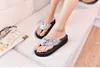 Toyl Platform Thong Wedge Beach Sandaler Kvinnor tofflor Slip-resistent Paillette Beach Flip Flops Silver