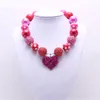 Beautiful Heart Chunky Necklace Bubblegum Bead Best Gift Baby Girl Chunky Necklace Jewelry For Toddler Children