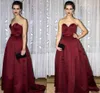 Arabiska Dubai Bourgogne En linje Kvällsklänning Elegant veck Backless Formal Holiday Wear Prom Party Gown Plus Size