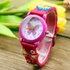 Nyaste 3D-tecknad filmfjärilblomma Kid Watch Silikon Band Barnklockor Candy Rubby Quartz Armbandsur Baby Girls Söt klocka