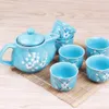 7PCS Sweet Floral Hand Painted Ceramic Teapot Set