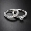 Voller Kristall-Ring-Diamant-Paar-Ring-Set Braut-Hochzeits-Schmuck-Mode-Geschenk Will und Sandy Drop Ship