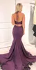 Paars Twee Stuks Mermaid Prom Dresses 2019 Halster V-hals Backless Elegant Satin Long Party Formele Avondjurken Speciale Gelegenheid Dragen