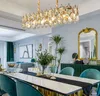 Nordic restaurante levou mesa de jantar balcão de bar recepção retangular estilo europeu de cristal de ouro americano MYY lustre