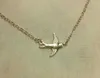 Collier de moineau rétro plaqué argent Hirondelle oiseau centré collier femme délicate