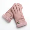 Mode-1 paire de gants d'hiver chauds pour femmes en peau de mouton un doigt épaississant respirant en peau de mouton gants cousus à la main 6 couleurs