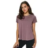 camisa Quick Dry T Gym T-shirt femininas LU-86 sólido macio Sports Tops Mulheres Yoga Top Women Shorts Sleeve Yoga Shirts respirável