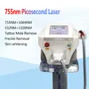 Cilt Bakımı Dövme Çıkarma Pikosaniye Lazer Makinesi 1064NM 532NM 755mm Pico Lazer Ance Çıkarma Cilt Gençasyon Salon Kliniği Kullanımı