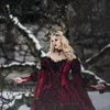 Gothic Sleeping Beauty Princess Medieval Burgundy Black Wedding Dresses Long Sleeve Lace Appliques Bridal Gowns Victorian Masquerade Party