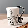 Nouveauté guitare tasse en céramique personnalité Note de musique lait jus citron tasse café thé tasse maison bureau verres cadeau Unique