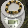 Natural Obsidian Six Words Mantra Buddha Beads Bracelets Feng Shui Wealth Pixiu Bracelet Jewelry265A