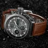 Goldenhour Dropship Men Quartz titta på digitala skärmens armbandsur Militära läderklockor Vattentät manlig klocka Relogio Masculino2708