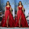 Elie Saab Red Eventes 2019オートクチュールスパゲッティAラインハイサイドスプリットプロム着用フォーマルパーティーガウンスペシャルジャンルドレス