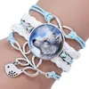 Aktualizacja miłości Bransoletka Infinity Wolf Charm Multilayer Glass Cabochon Bracelets Women Kids Fashion Biżuteria