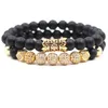 Luxury Mens Armband Designer för Woman Party Pärledsträngar Zirconia Ball Beads Jewelry Tiger Eye Stone Silver Gold Man Lovers Charm Armelets smycken gåva 2st/set