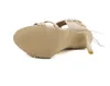Venda Quente-Roman Lace Up Sandal Botas de Sandálias de Sandálias Mulheres Sapatos de Moda 2018 Tamanho Bege Preto 35 a 40 11cm Tamanho 34 a 40