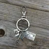 Ancient Silver Graduation season travel postcard camera airplane pendant photography key chain Men Women Holiday Gift Steampunk key ring