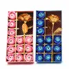 비누 꽃 어머니의 날 선물 상자 향기로운 목욕 바디 꽃잎 꽃 비누 꽃 골드 호일 인공 장식 장미 선물 12 PCS DH1276