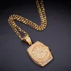 Moda-r dial pingente colar masculino hip hop colar jóias nova moda relógio pingente colares com ouro cubano chain223r