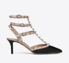 Hot Sale-Pointed Toe Studs Patent Läder Nitar Sandaler Kvinnor Studd Strappy Dress Shoes Valentine 10cm 6cm High Heel Shoesc00252
