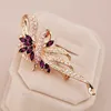 2 Inch Clear Rhinestone Purple Marquise Crystal Jewelry Gift Pin party Brooch