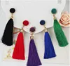 Hot Sale Long Fringe Stud Women Vintage Tassel Earrings Round Velvet Fluff Ear Drop 5 Colors Women Jewelry
