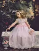 Princess Pink Lace Girls Pageant Dress 2019 A-Line Tulle Cheap Girl Communion Dress Kids Formal Party Wear Flower Girls Dresses for Girl