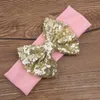 Haarschmuck für Mädchen, mit Pailletten, großer Schleife, Baby-Stirnbänder, Paillette-Kopfschmuck, weiches Baumwoll-Haarband für Kleinkinder, Weihnachtsgeschenk, KHA225025566