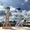 10" thick pink beaker bong tall glass water pipe big straight tube dab oil rig bubbler with downsteam and bowl