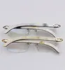 Lunettes en corne de buffle montures or argent sans monture optique transparent hommes femmes marque designer qualité blanc à l'intérieur noir 7467500