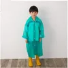 Imperméable à capuche pour enfants Enfant EVA Vêtements de pluie transparents non jetables Bouton environnemental Cape de pluie Voyage en plein air Vêtements de pluie d'urgence ZYQ422