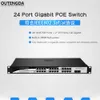 24 Port 1000M Gigabit POE Switch with 24 Full-gigabit PoE 2 1000M Optical Slots 400W Power to IPCams, WiFi AP