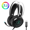Professionell 7.1 Gaming Headset Lysande hörlurar med mikrofon Gamer Surround Sound USB Wired for Xbox One PS4 PC Computer RGB Light