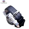 Forsining 2021 Royal Luxury Design Mens Silver Gear Mouvement Transparent Star Surface Travail Ouvert Squelette Mécanique Montre-bracelet238v