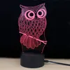 Shining TD182 LED LED 7 Kolor Zmiana LED Lampa 3d Owl Dotyka Atmosfera Night Light