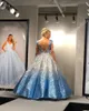 Ombre Prom Dresses 2019 Baljurk V-hals Cap Mouwen Quinceanera Gedrapeerde Rok Backless Formal Party Evenement Jurken Moeder Dochterjurken