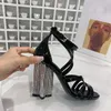 Top Fashion Party Neue Luxus High Heels Leder Sandale Lackleder Mittelabsatz 10 cm Damen Designer Sandalen High Heels Sommer Sexy Sandalen Si