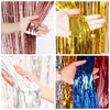 2 M Rose Gold Silver Rain Curtain Backdrop Folia Fringe Tinsel Zasłona na Wesele Urodziny Strona główna Tło DIY Dekoracja