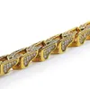 16 mm, 14 K chapado en oro Miami Cuban Curb Chain Iced Out Cobre Collar de cadena para hombre con cierre de diamante Cerrado Cubic Zirconia Micro Pave Diamonds