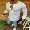 Тонкие мужские мышечные повседневные рубашки с длинным рукавом Формальная версия