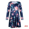 Women Floral Print Boho Dress Girls Long Sleeve Evening Gown Party o-neck Bohemia Dress Beach Sundress plush size LJJA2685-1