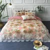 Conjunto de cama de borda de laço artesanal Conjunto de cetim como cobertura de edredão de seda lado superior 100% fundo e folha de cama ou folha 1