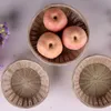 Bamboo basket round hollow handmade woven basket fruit vegetable egg bread snacks bulk biscuits storage kitchen organization