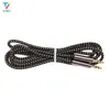 300pcs/lot 2020 جديد 1.5m 3.5 ملم ذكر إلى 3.5 ذكر جديلة رمادي رأس معدني Aux Aux Aux Audio Weaving Cable Cable Care Auxiliary Wire