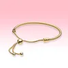 Yellow gold plated Snake Chain Slider Bracelet Hand Chain Adjustable size for Pandora 925 Silver Charms Bracelets with Original box