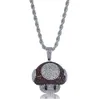 Iced Out CZ Bling Mushroom Pendant Necklace Mens Micro Pave Cubic Zirconia Simulated Diamonds Necklace